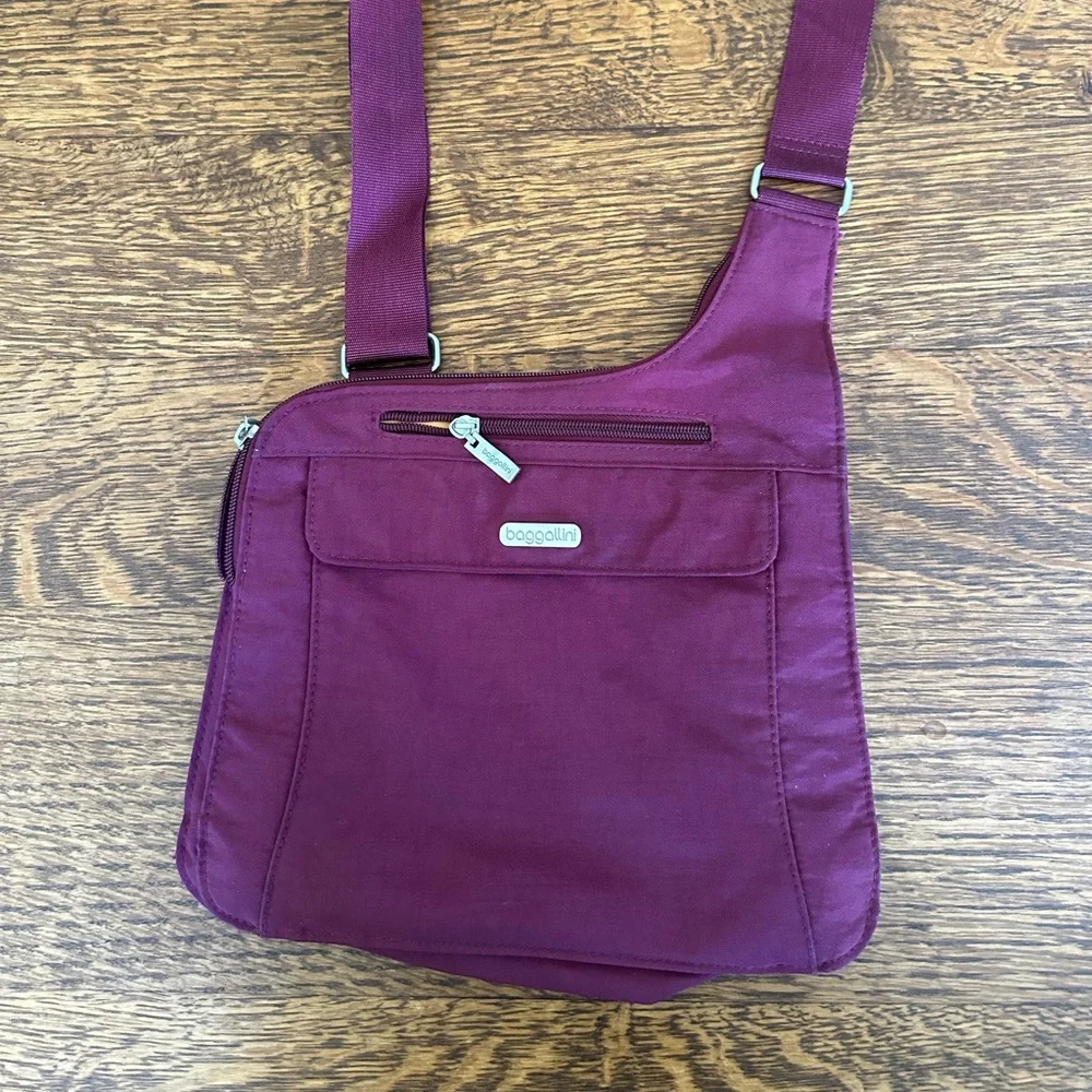 Bag falling burgundy/eggplant and yellow crossbody bag with multiple pocket - Picture 1 of 3